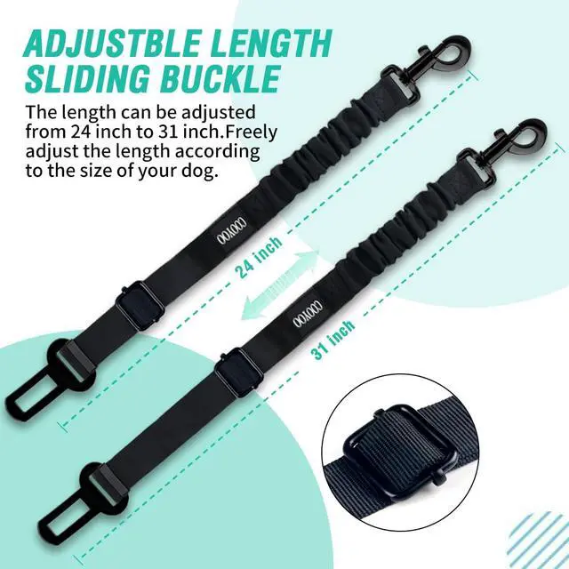 Alt view image 5 of 6 - Dog Seat Belt,3 Piece Set Retractable Dog Car Harness Adjustable Dog Seat Belt for Vehicle Nylon Pet Safety Seat Belts Heavy Duty & Elastic