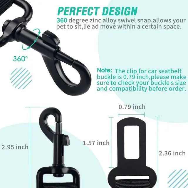 Alt view image 6 of 6 - Dog Seat Belt,3 Piece Set Retractable Dog Car Harness Adjustable Dog Seat Belt for Vehicle Nylon Pet Safety Seat Belts Heavy Duty & Elastic