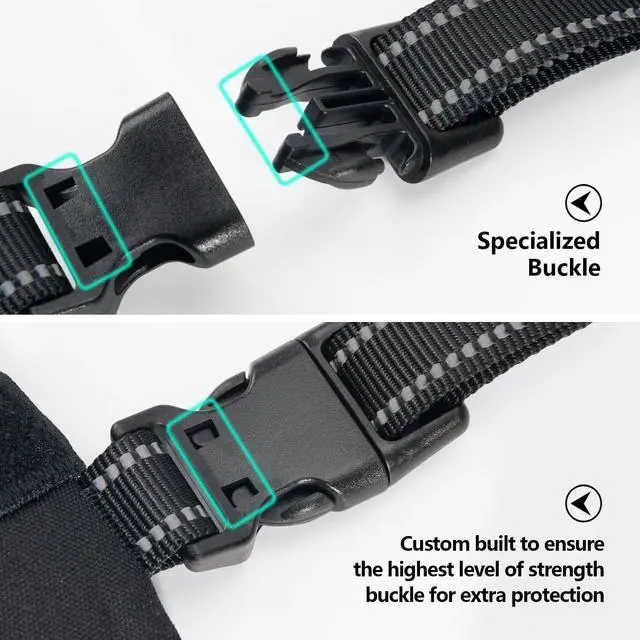 Alt view image 5 of 6 - Upgraded No Pull Dog Harness, Reflective Adjustable Vest, with a Training Handle + 2 Metal Leash Hooks+ 3 Snap Buckles +4 Slide Buckles(L, Pink)