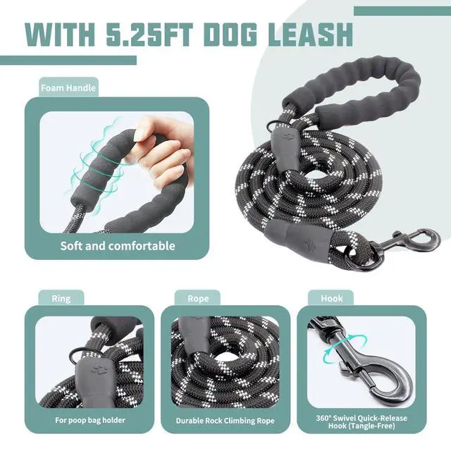Alt view image 4 of 7 - Dog Harness and Leash Set, Soft Padded Service Dog Vest with 5.25FT Dog Leash, No Choke, Easy On Pet Vest, Adjustable Reflective No Pull Pet Vest Medium Sized Dog, Easy Walking and Training
