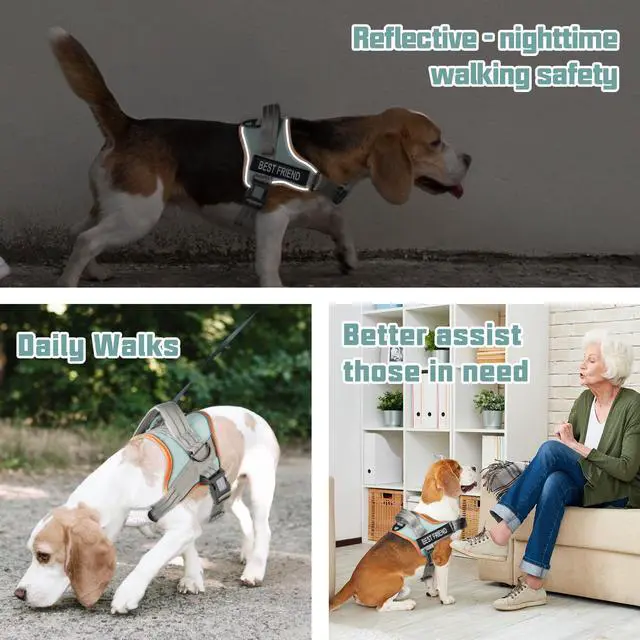 Alt view image 2 of 7 - Dog Harness and Leash Set, Soft Padded Service Dog Vest with 5.25FT Dog Leash, No Choke, Easy On Pet Vest, Adjustable Reflective No Pull Pet Vest Medium Sized Dog, Easy Walking and Training