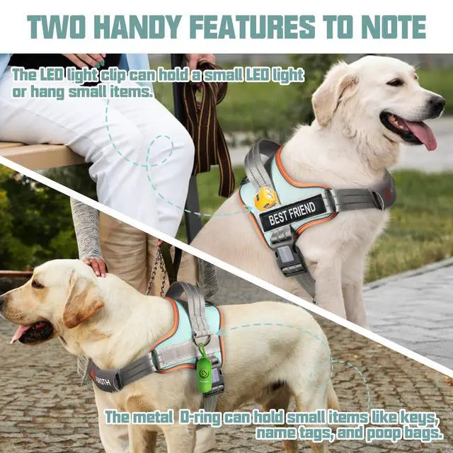 Alt view image 3 of 7 - Dog Harness and Leash Set, Soft Padded Service Dog Vest with 5.25FT Dog Leash, No Choke, Easy On Pet Vest, Adjustable Reflective No Pull Pet Vest Medium Sized Dog, Easy Walking and Training