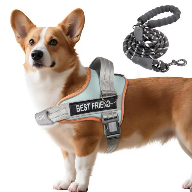 Alt view image 7 of 7 - Dog Harness and Leash Set, Soft Padded Service Dog Vest with 5.25FT Dog Leash, No Choke, Easy On Pet Vest, Adjustable Reflective No Pull Pet Vest Medium Sized Dog, Easy Walking and Training