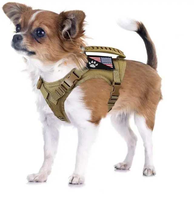 Main image of Tactical Dog Harness Tactical with Rubber Handle K9 Military Adjustable Puppy Pet Vest Harness for Outdoor Training XS (Brown Harness)