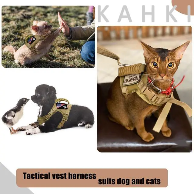 Alt view image 5 of 7 - Tactical Dog Harness Tactical with Rubber Handle K9 Military Adjustable Puppy Pet Vest Harness for Outdoor Training XS (Brown Harness)