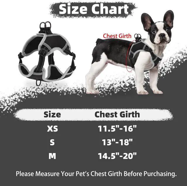 Alt view image 2 of 7 - Dog Harness Small Sized Dog, Step in Adjustable Reflective Dog Vest Harness Escape Proof, No Pull Soft Padded Harness Easy Control, Black, S