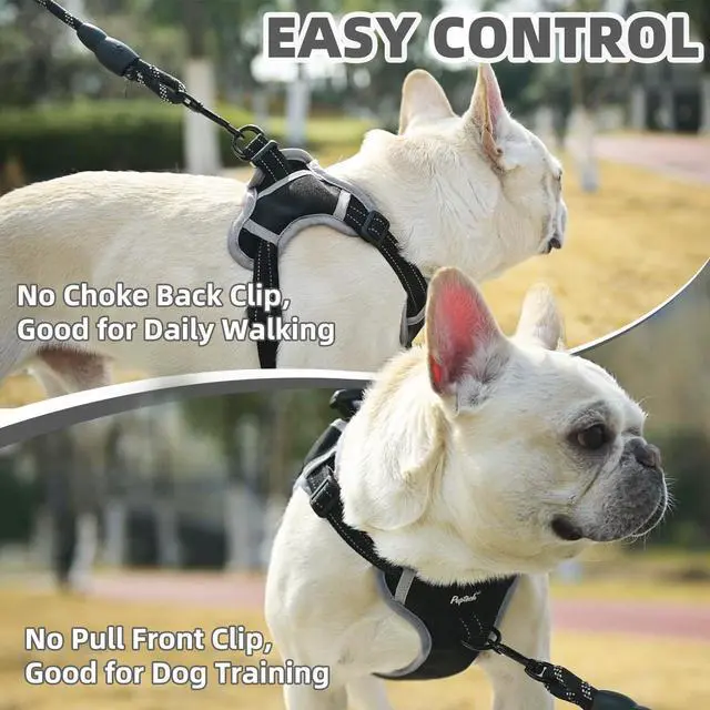 Alt view image 3 of 7 - Dog Harness Small Sized Dog, Step in Adjustable Reflective Dog Vest Harness Escape Proof, No Pull Soft Padded Harness Easy Control, Black, S