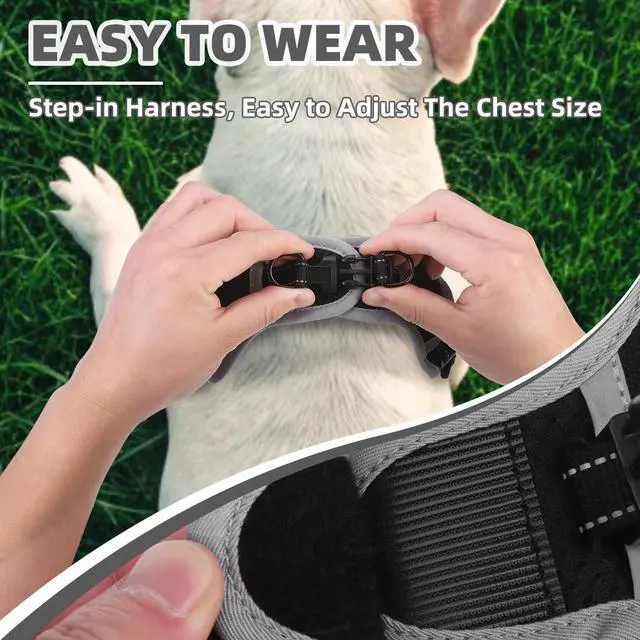 Alt view image 5 of 7 - Dog Harness Small Sized Dog, Step in Adjustable Reflective Dog Vest Harness Escape Proof, No Pull Soft Padded Harness Easy Control, Black, S