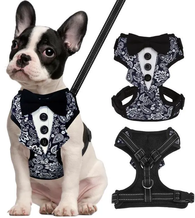 Main image of Dog Tuxedo Harness for Small Medium Dogs, No Pull Dog Harness and Leash Set,Soft Padded Mesh Step-in Dog Vest Tux Costume for Wedding Outfit Birthday Party Holiday,Pet Formal Wear with Bowtie