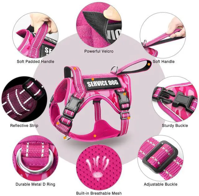 Alt view image 3 of 7 - Tactical Dog Harness, No Pull Dog Harness for Medium Large Dogs with Handle & Molle, Military Service Dog Vest Harness in Training Pet Harness for Small Dogs