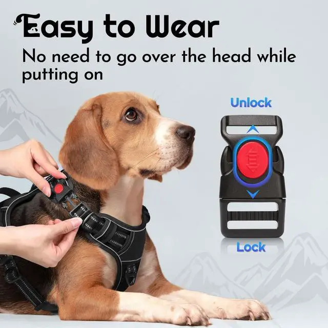 Alt view image 2 of 7 - Dog Harness No Pull for Large Dogs, Easy On & Off with 3 Buckles