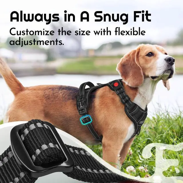 Alt view image 7 of 7 - Dog Harness No Pull for Large Dogs, Easy On & Off with 3 Buckles
