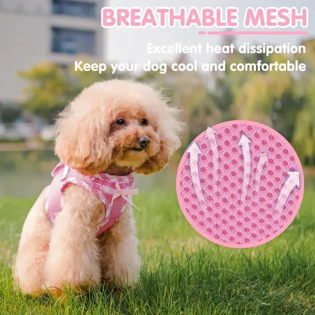 Alt view image 4 of 6 - Dog Harness for Puppy and Small Sized Dogs, Step-in No Pull Soft Mesh Vest Harness for Cats Small Pets Walking, Pink, New S