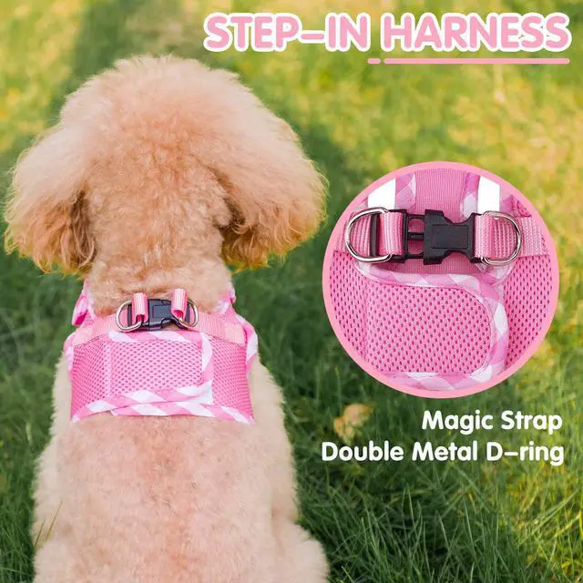 Alt view image 3 of 6 - Dog Harness for Puppy and Small Sized Dogs, Step-in No Pull Soft Mesh Vest Harness for Cats Small Pets Walking, Pink, New S