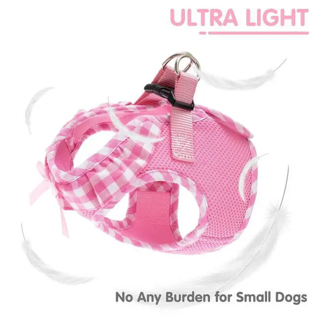Alt view image 2 of 6 - Dog Harness for Puppy and Small Sized Dogs, Step-in No Pull Soft Mesh Vest Harness for Cats Small Pets Walking, Pink, New S