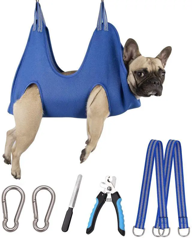 Main image of 10 in 1 Pet Grooming Hammock Harness with Nail Clippers/Trimmer, Nail File, Dog Hammock/Grooming Sling for Nail Trimming/Clipping