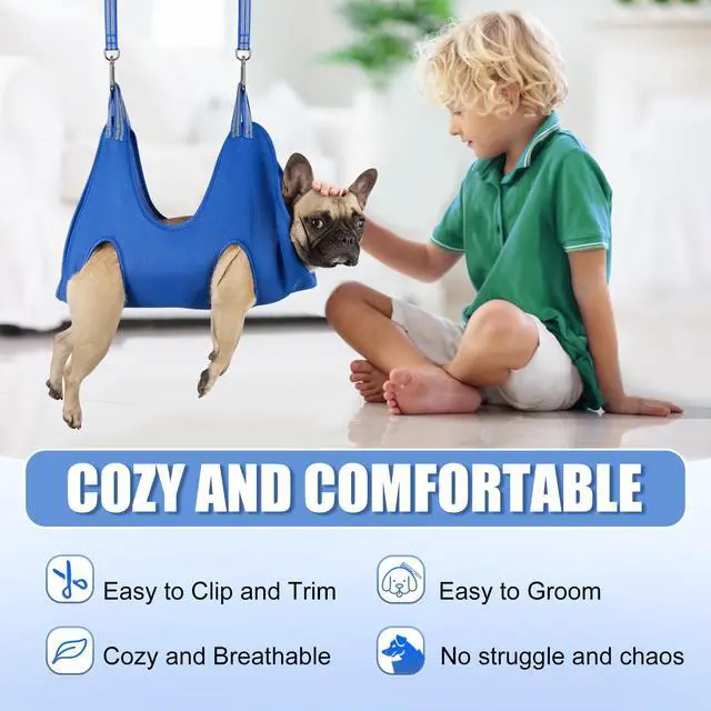 Alt view image 2 of 5 - 10 in 1 Pet Grooming Hammock Harness with Nail Clippers/Trimmer, Nail File, Dog Hammock/Grooming Sling for Nail Trimming/Clipping