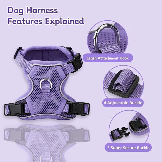 Alt view image 2 of 7 - Small Dog Harness and Leash Set, Adjustable Small Sized Pet Vest