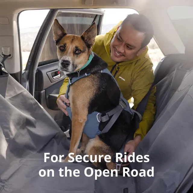 Alt view image 3 of 7 - Load Up Dog Car Harness, Padded Adjustable Travel Restraint with Universal Seat Belt Attachment and Strength-Rated Metal Hardware, for Road Trips in Cars & SUVs, Slate Blue, Medium