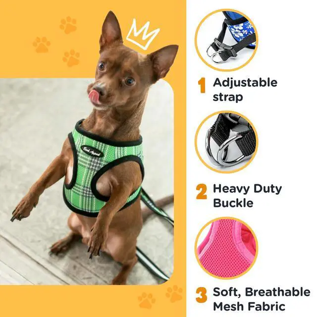 Alt view image 4 of 6 - Pink Hibiscus Step-in Dog Harness for Small to Medium Sized Pets Updated Sizing, Re-Measuring is Essential Soft Vest Harness Anti-Choke with Adjustable Strap & Heavy Duty Clip M