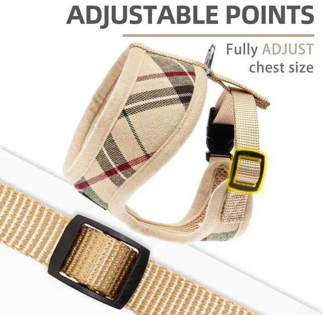 Alt view image 3 of 7 - Soft Mesh Dog Harness Sized and Leash Set Pet Puppy Cat Comfort Padded Vest No Pull Harnesses, Beige, Medium