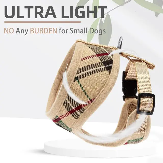 Alt view image 5 of 7 - Soft Mesh Dog Harness Sized and Leash Set Pet Puppy Cat Comfort Padded Vest No Pull Harnesses, Beige, Medium