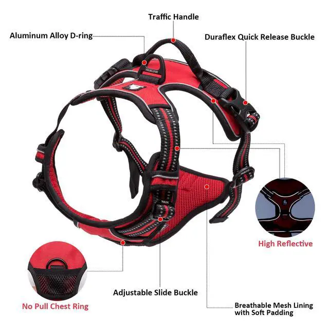 Alt view image 2 of 6 - Adjustable No-Pull Dog Harness Reflective Pup Vest Harnesses Comfortable Control Brilliant Colors TLH5651(Purple,S)