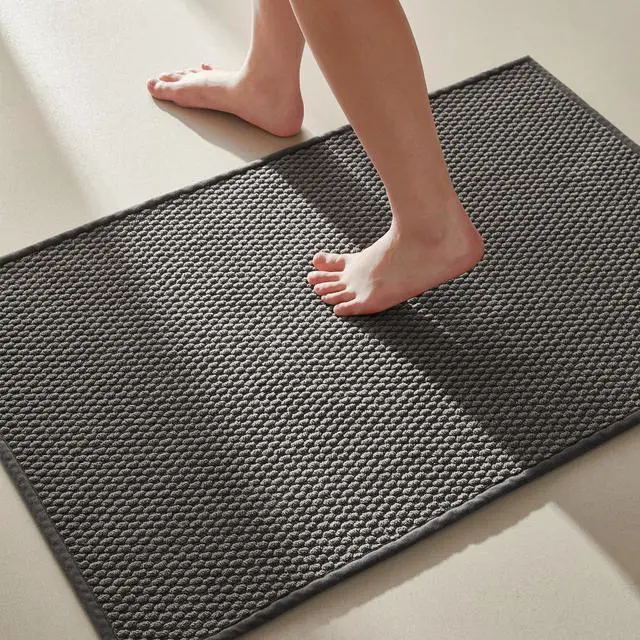 Main image of Bathroom Rugs Non Slip Washable, Super Absorbent Thin Bath Mat Small Quick Dry Low Pile Bathroom Rug, Dark Grey 16"x24"