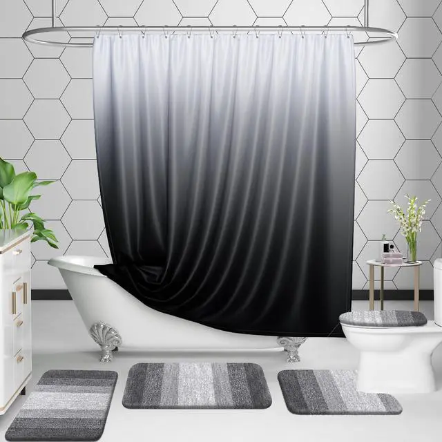 Alt view image 7 of 7 - Bathroom Rug Set 2 Piece, Soft Absorbent Microfiber Bath Mats and U-Shaped Contour Toilet Rug, Non-Slip, Machine Wash Dry, Plush Shaggy Bath Mats for Bathroom (24"x16"+24"x20", Grey)