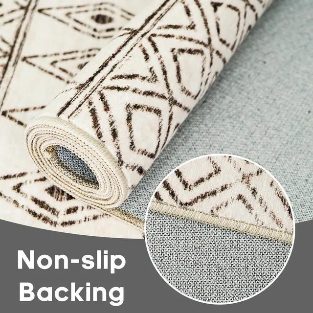 Alt view image 7 of 7 - 2x3 Small Rug Washable Rug: Moroccan Kitchen Low Pile Area Rugs Beige