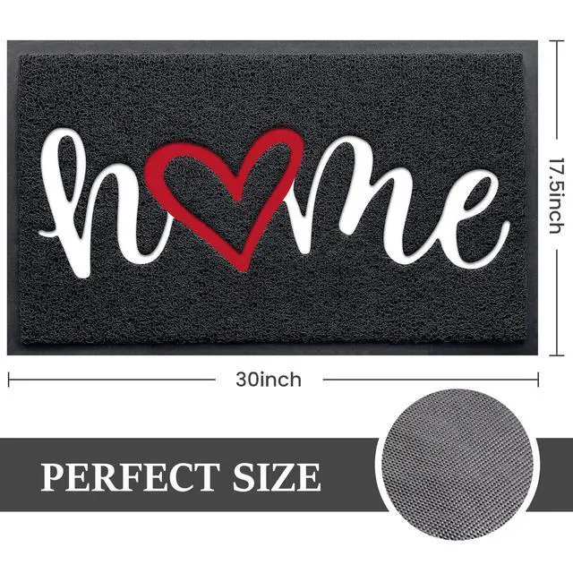 Alt view image 2 of 7 - Door Mat, Welcome Mat Low Profile Floor Mat Front Doormat Indoor and Outdoor Doormat Non Slip Rugs for Entryway, Patio, High Traffic Areas (30"x17.5", Black-Home)