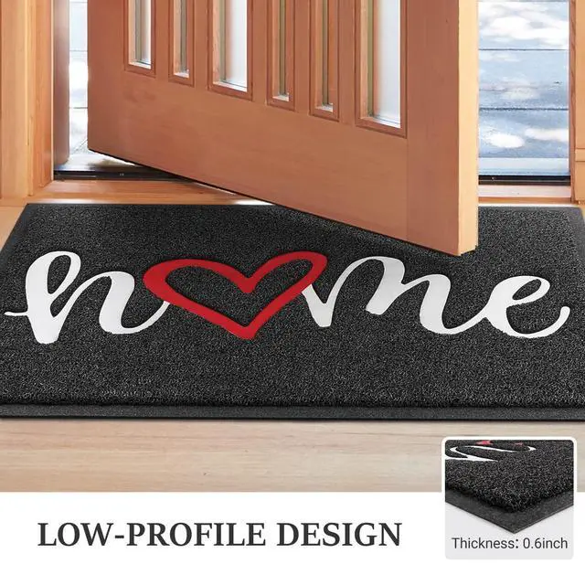 Alt view image 3 of 7 - Door Mat, Welcome Mat Low Profile Floor Mat Front Doormat Indoor and Outdoor Doormat Non Slip Rugs for Entryway, Patio, High Traffic Areas (30"x17.5", Black-Home)