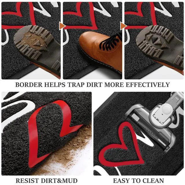 Alt view image 5 of 7 - Door Mat, Welcome Mat Low Profile Floor Mat Front Doormat Indoor and Outdoor Doormat Non Slip Rugs for Entryway, Patio, High Traffic Areas (30"x17.5", Black-Home)
