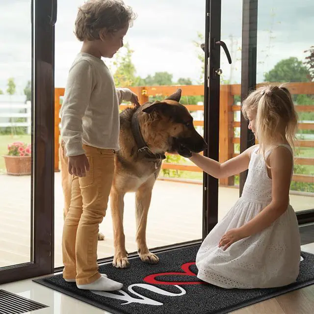 Alt view image 6 of 7 - Door Mat, Welcome Mat Low Profile Floor Mat Front Doormat Indoor and Outdoor Doormat Non Slip Rugs for Entryway, Patio, High Traffic Areas (30"x17.5", Black-Home)