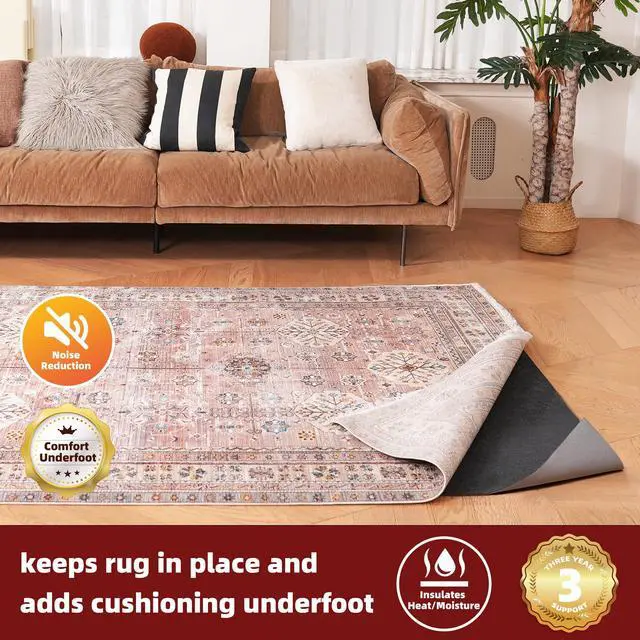 Alt view image 2 of 7 - Felt and Natural Rubber Backing Rug Pads 1/4 Thick, 5 x 7 Ft Non Slip Carpet Gripper Keep Rugs in Place, Under Area Rug Protective Cushioned Pads, Carpet Runners, Hardwood Floors Protection