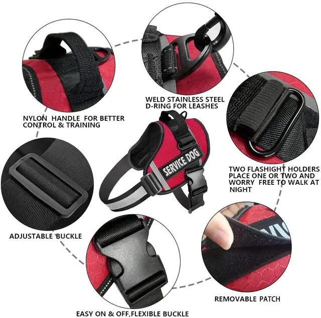 Alt view image 2 of 7 - Dog Harness,No-Pull Service Dog Harness with Handle Adjustable Outdoor Pet Dog Vest 3M Reflective Nylon Material Vest for Breeds,Easy Control for Small Medium Large Dogs