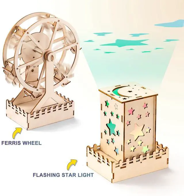 Alt view image 3 of 7 - 5 Individual STEM Science Kits for Kids, Wood Arts and Craft Kits 8-12 | STEM Toys for Boys Girls Age 8-13 8 10 12 14 Birthday Gift Idea, 3D Puzzles Building Engineering Model Set