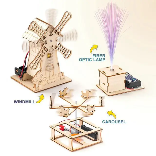 Alt view image 4 of 7 - 5 Individual STEM Science Kits for Kids, Wood Arts and Craft Kits 8-12 | STEM Toys for Boys Girls Age 8-13 8 10 12 14 Birthday Gift Idea, 3D Puzzles Building Engineering Model Set