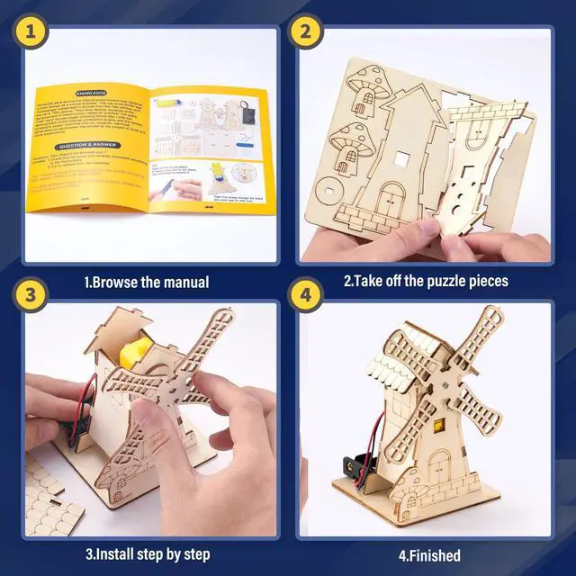 Alt view image 7 of 7 - 5 Individual STEM Science Kits for Kids, Wood Arts and Craft Kits 8-12 | STEM Toys for Boys Girls Age 8-13 8 10 12 14 Birthday Gift Idea, 3D Puzzles Building Engineering Model Set