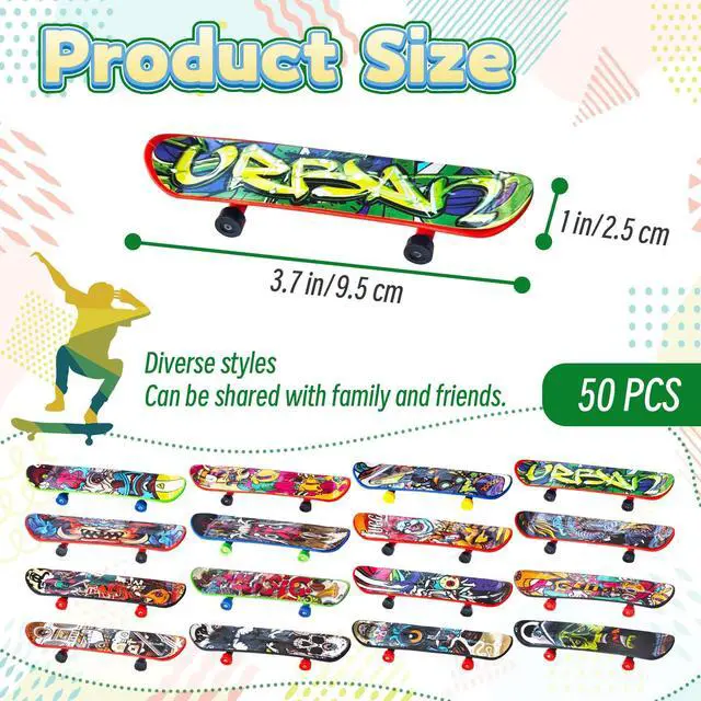Alt view image 2 of 7 - 50 Pcs Mini Finger Skateboards Set,Finger Boards Multi-Item Party Favor Toy | Collectible Desk Accessories, Hobby Practice Set, Creative Finger Skill Activity, Desktop Entertainment, Casual Events