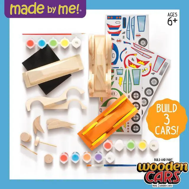 Alt view image 2 of 7 - Build & Paint Your Own Wooden Toys, DIY Wood Craft Kit, Easy to Assemble, 3 Cars