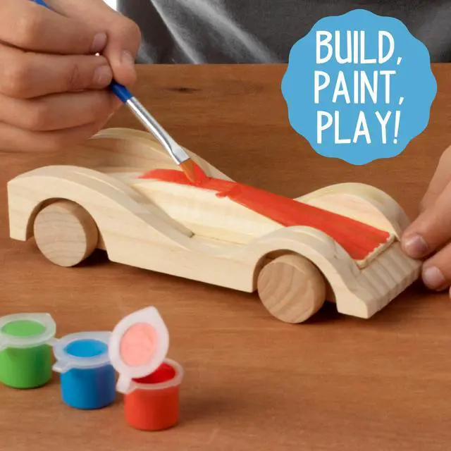 Alt view image 3 of 7 - Build & Paint Your Own Wooden Toys, DIY Wood Craft Kit, Easy to Assemble, 3 Cars