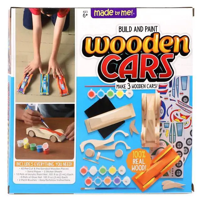 Alt view image 6 of 7 - Build & Paint Your Own Wooden Toys, DIY Wood Craft Kit, Easy to Assemble, 3 Cars