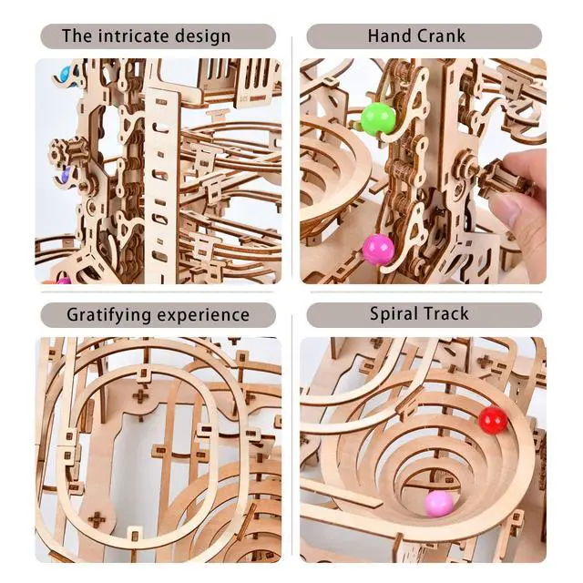 Alt view image 3 of 7 - 3D Wooden Puzzles Marble Run Chain Kit, Wood Creative Mechanical Puzzles Assembly Model Building Kits to Build for Adults & Kids, DIY Wooden Puzzle Hobbies Toys for Adults &Teens Gifts
