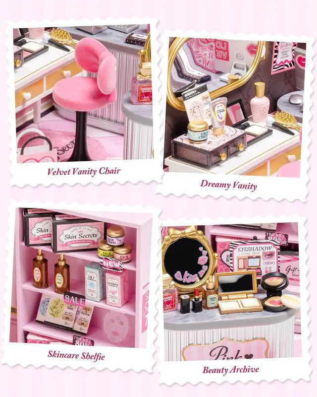 Alt view image 3 of 7 - Super Creator Kits - DIY Plastic Miniature House for Adults, Micro Block Model Construction Set Ages 14+,Crafts/Hobbies/Brick Toys Teens & Up (Pink Beauty Secret)
