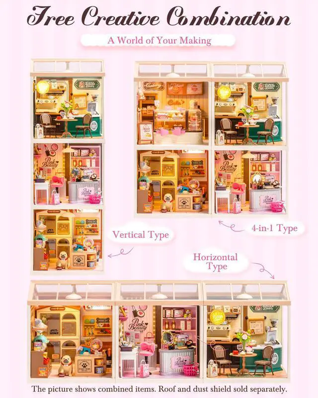 Alt view image 7 of 7 - Super Creator Kits - DIY Plastic Miniature House for Adults, Micro Block Model Construction Set Ages 14+,Crafts/Hobbies/Brick Toys Teens & Up (Pink Beauty Secret)