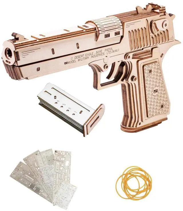 Main image of 3D Wooden Puzzle for Adults Model kit Building Wood Desert Eagle, Toy Wooden Puzzles Gun, DIY Kits for Men Gifts Birthday Collectible Hobbies Kit