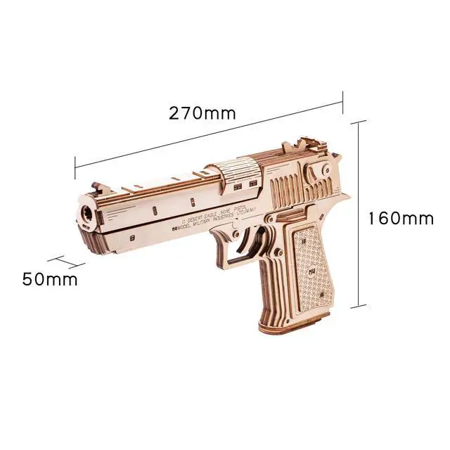 Alt view image 2 of 7 - 3D Wooden Puzzle for Adults Model kit Building Wood Desert Eagle, Toy Wooden Puzzles Gun, DIY Kits for Men Gifts Birthday Collectible Hobbies Kit