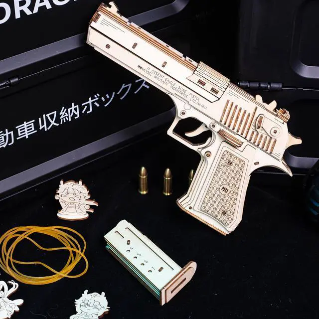 Alt view image 5 of 7 - 3D Wooden Puzzle for Adults Model kit Building Wood Desert Eagle, Toy Wooden Puzzles Gun, DIY Kits for Men Gifts Birthday Collectible Hobbies Kit