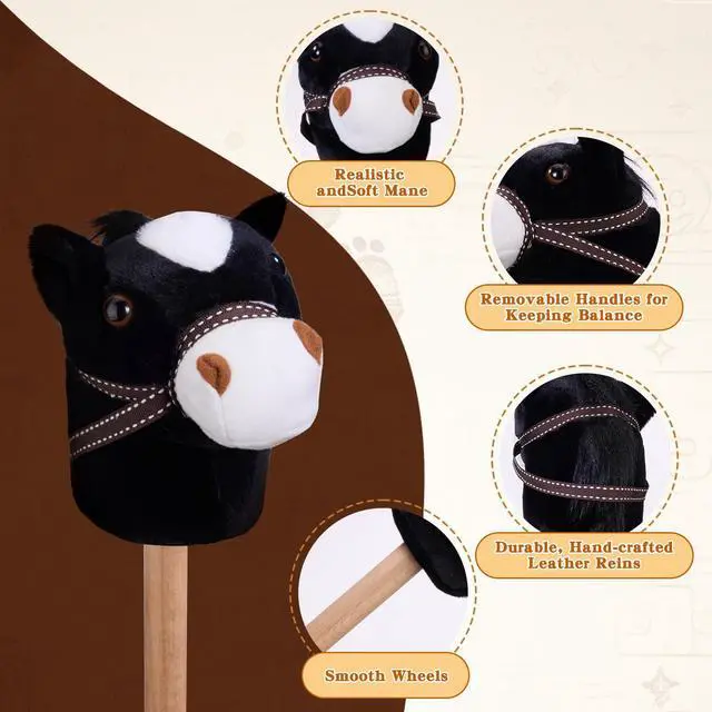 Alt view image 4 of 7 - 3-Piece Detachable Stick Horse Soft-Touch Plush Toy for Kid | Easy Assembly,Perfect for Cowboy Themed Party,Group Play,Family Activities and Decoration
